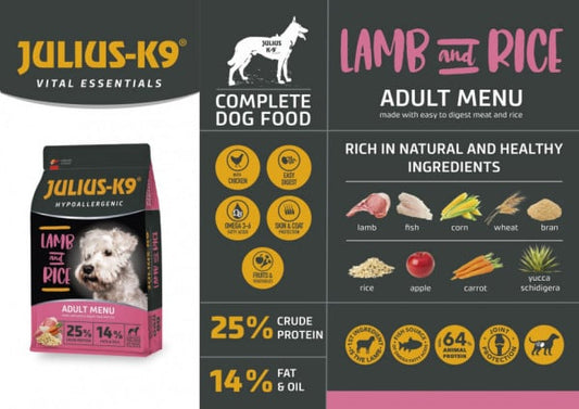 Julius K9 Adult - Hrana uscata premium, hipoalergenica - Miel si Orez - 3kg