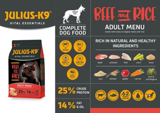 Julius K9 Adult Vital Essentials - Hrana uscata premium - Vita si Orez - 12kg