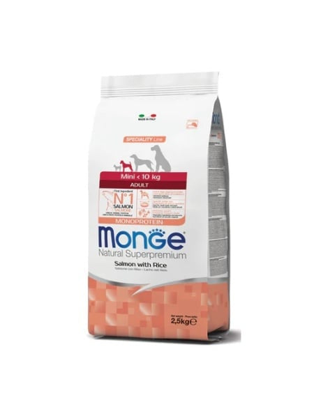 MONGE D SPREM MINI SALMON&RICE-ADULT 2,5KG
