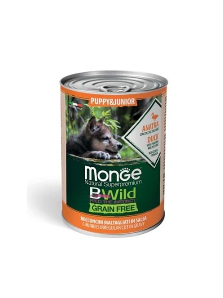 MONGE D BWILD GF C-CHUNKS PUPPY/JUN-DUCK PUMP&ZUC 400GR