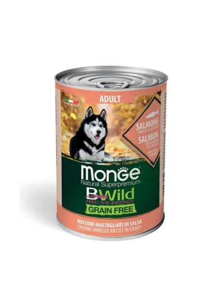 MONGE D BWILD GF C-CHUNKS SALMON & ZUCC 400GR