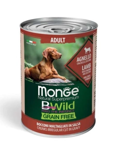MONGE D BWILD GF C-CHUNKS LAMB PUMP&ZUCC 400GR