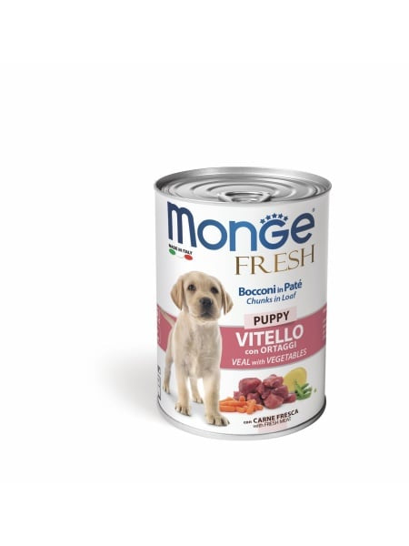 MONGE D SPREM CHUNKS IN LOAF PUPPY VEAL VEG 400GR
